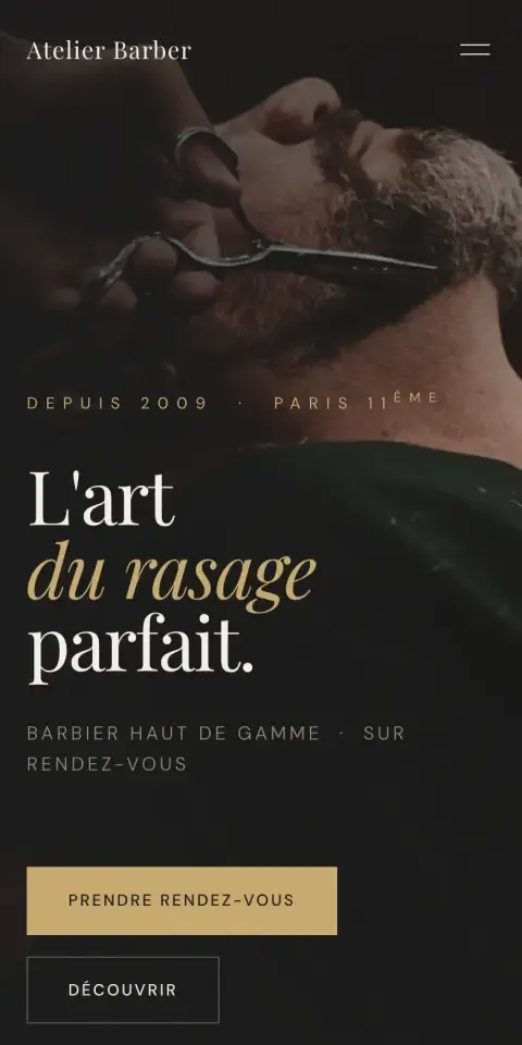 Capture de la démo d'un barbier sur téléphone